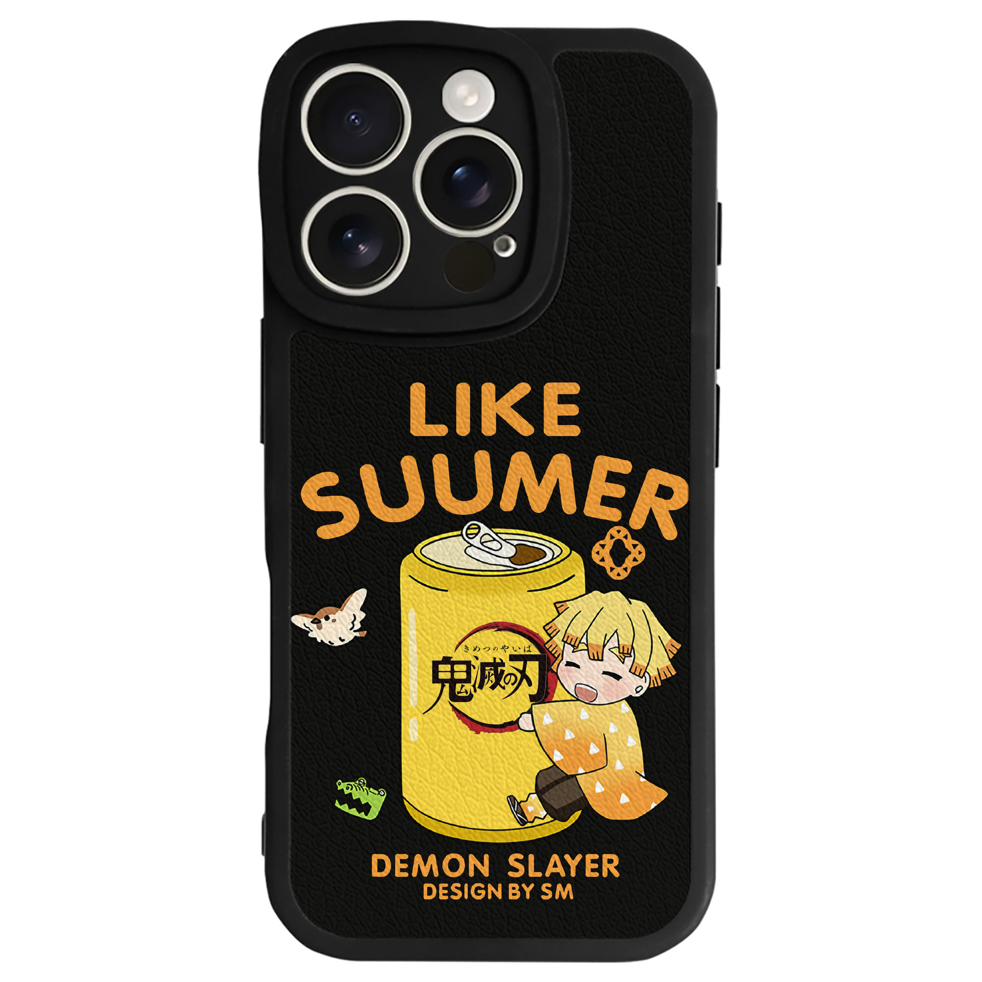 （画像用） 鬼滅の刃（きめつのやいば）我妻 善逸／あがつま ぜんいつ Agatsuma Zenitsu 【iPhone 16シリーズ対応】シリコンスマホケース（レザー調） 材質：シリコン